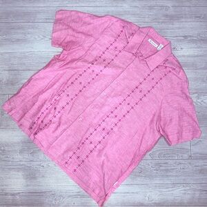 Cubavera short-sleeve linen cotton blend vacation tropical button front shirt 2x